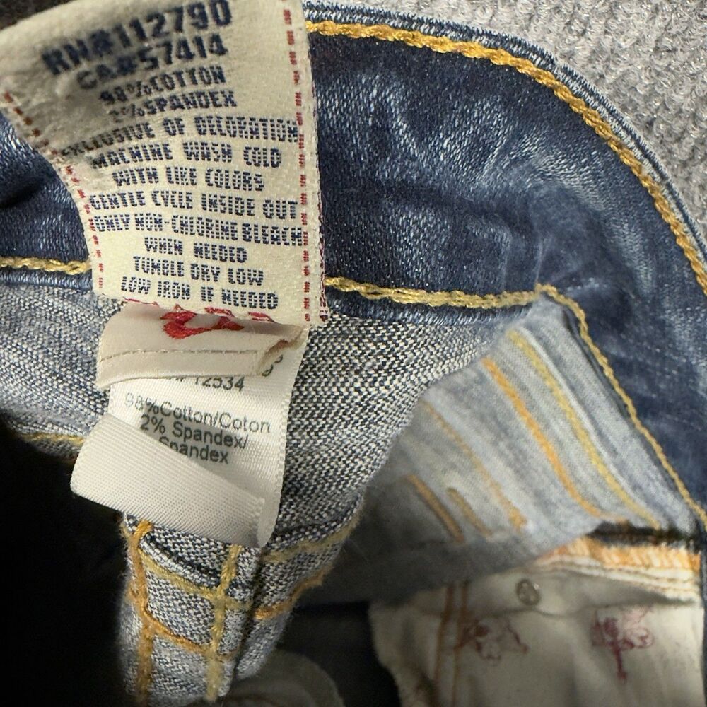 True Religion Low Rise Skinny Jeans Women’s Size 32 Flap Pocket Stitch Y2K FLAW - Picture 14 of 16